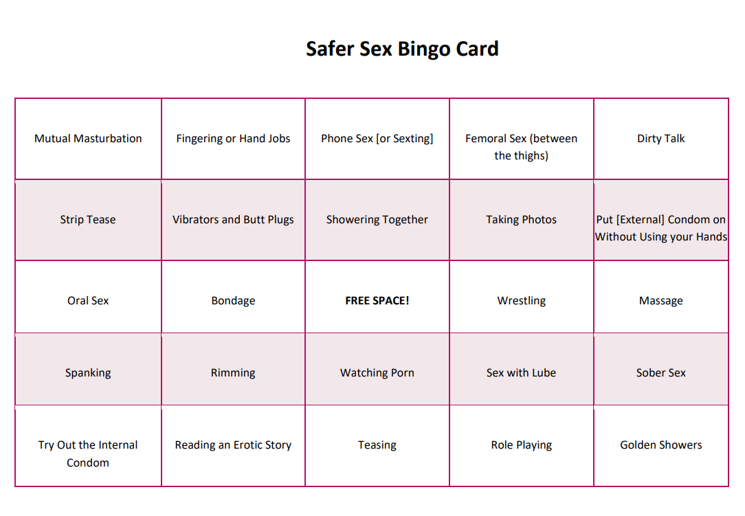 Safer Sex Bingo Card (free) › Intimate Health Consulting
